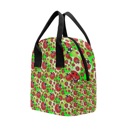 Ladybug with Leaf Print Pattern Insulated Lunch Bag