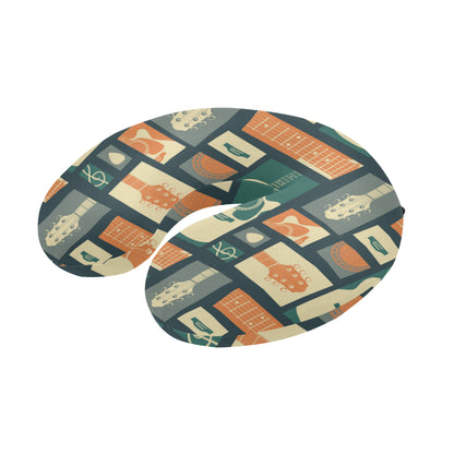 Acoustic Guitar Pattern Print Design 02 U-Shaped Travel Neck Pillow