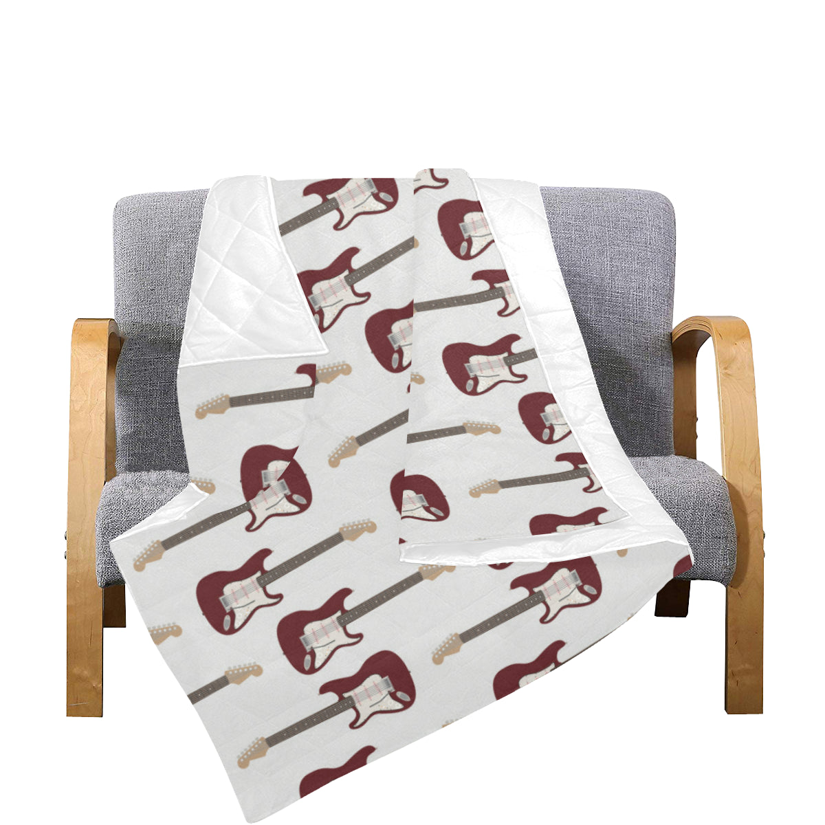 Bass Guitar Pattern Print Design 03 Premium Quilt