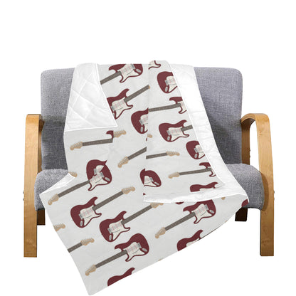 Bass Guitar Pattern Print Design 03 Premium Quilt