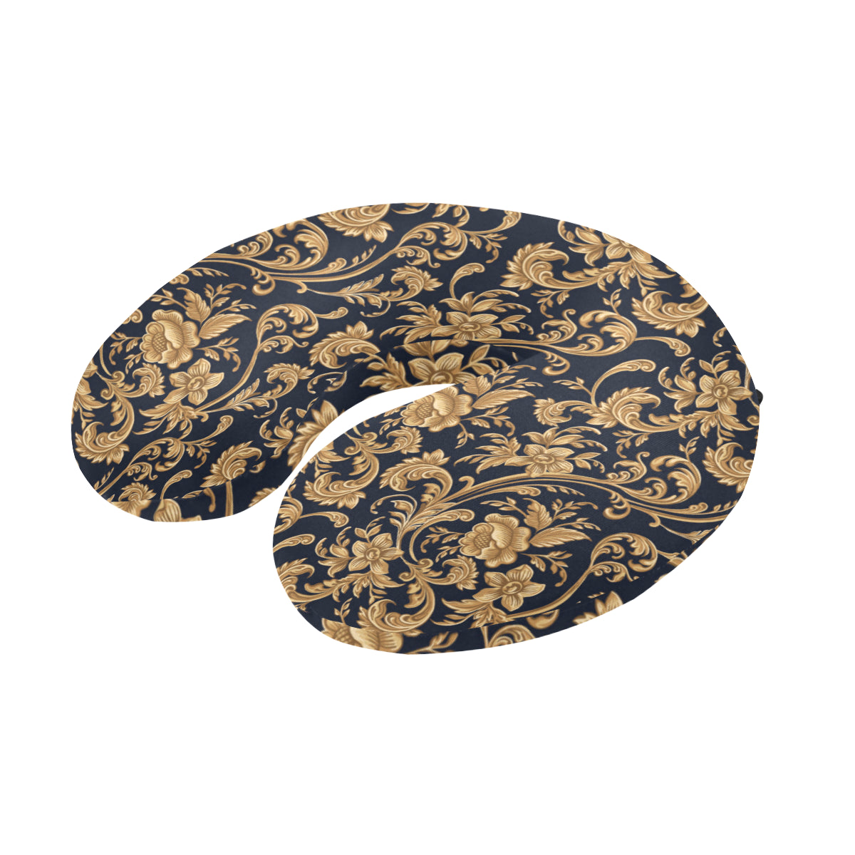 Baroque Golden Pattern Print Design 03 U-Shaped Travel Neck Pillow