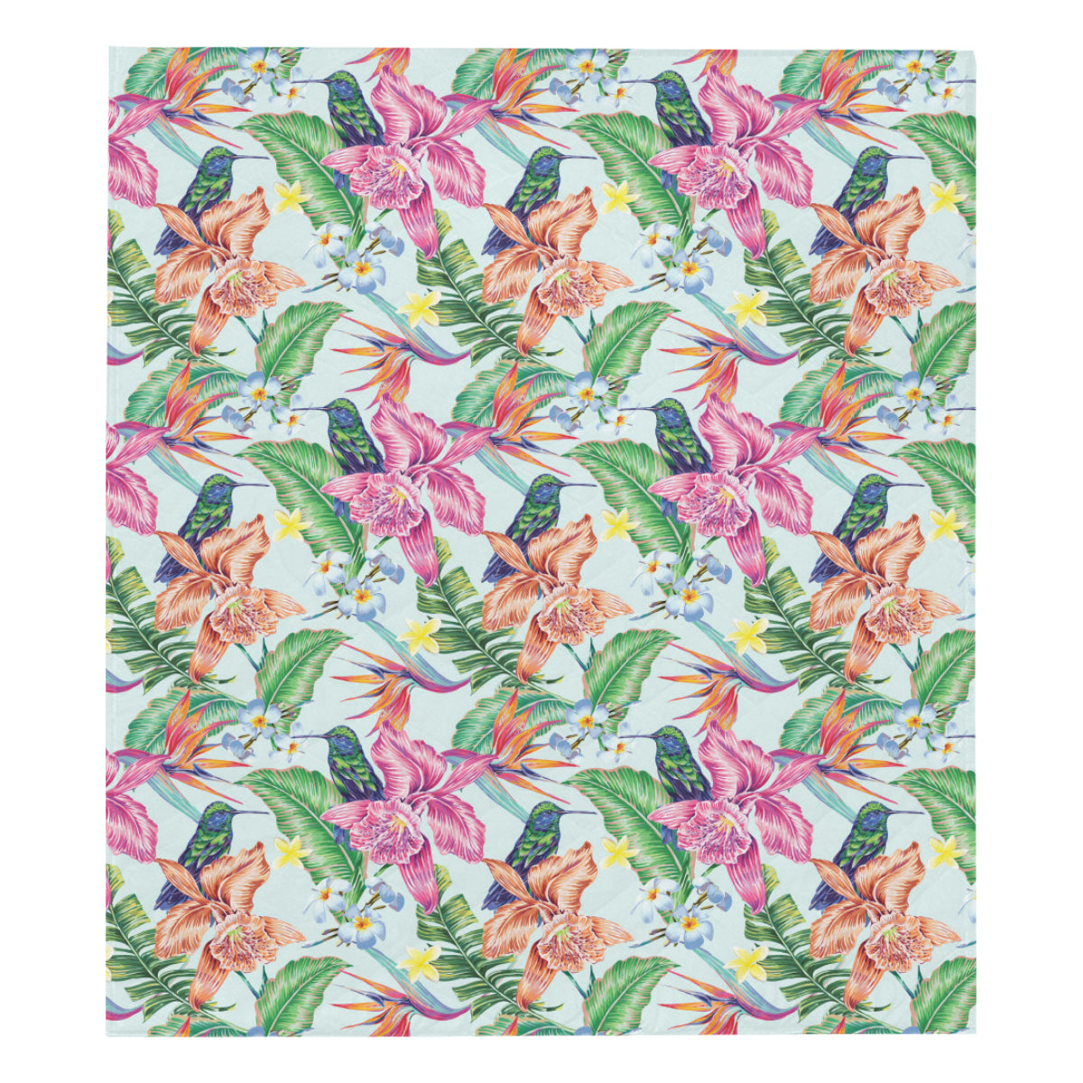 Hummingbird Tropical Pattern Print Design 05 Premium Quilt