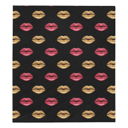 Lip Pattern Print Design 03 Premium Quilt