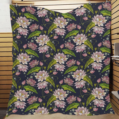 lotus Embroidered Pattern Print Design LO06 Premium Quilt