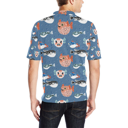 Fugu Pattern Print Design 02 Men Polo Shirt