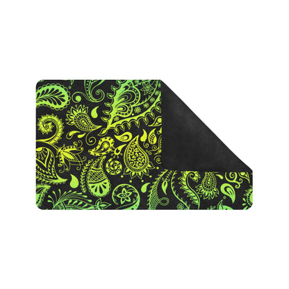 Paisley Green Design Print Rubber Doormat