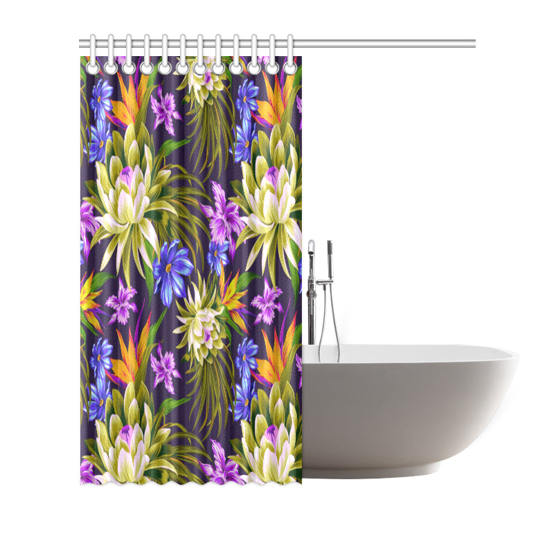 Water Lily Pattern Print Design WL08 Shower Curtain
