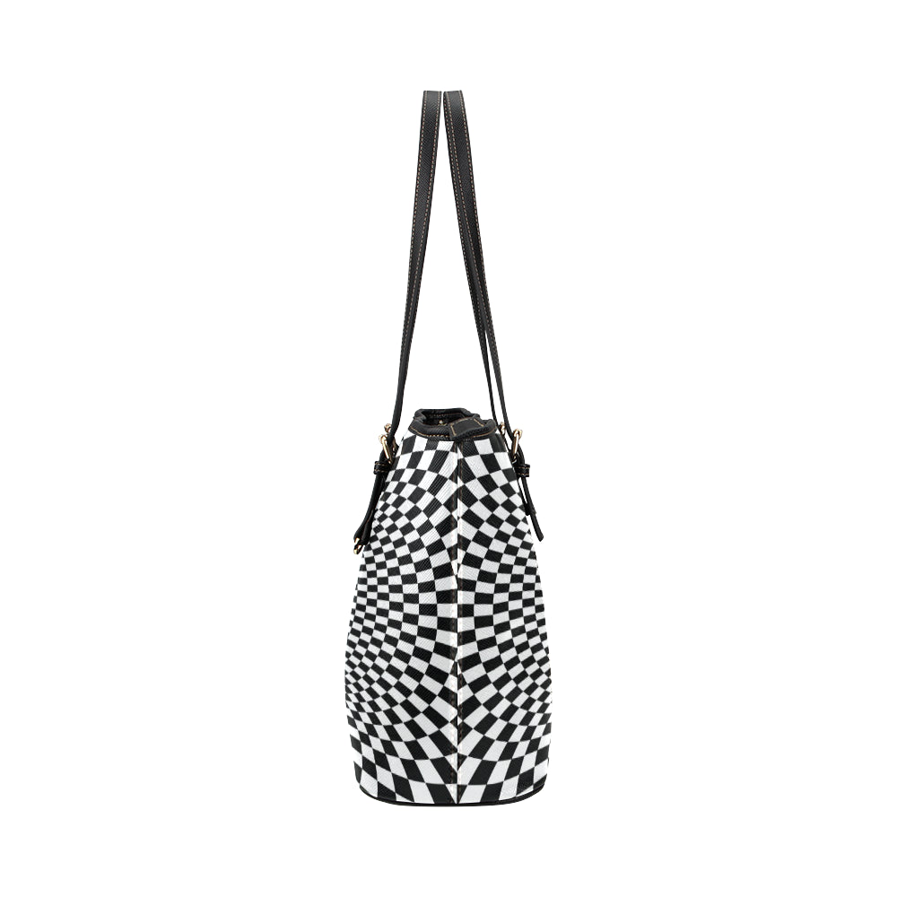 Optical illusion Projection Torus Leather Tote Bag