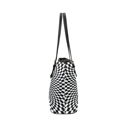 Optical illusion Projection Torus Leather Tote Bag