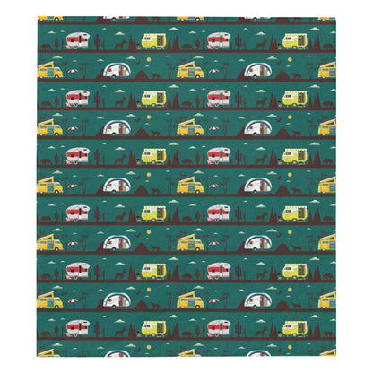 Camper Pattern Print Design 05 Premium Quilt