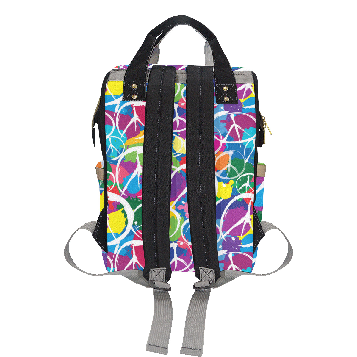 Peace Sign Colorful Pattern Print Design A02 Diaper Bag Backpack
