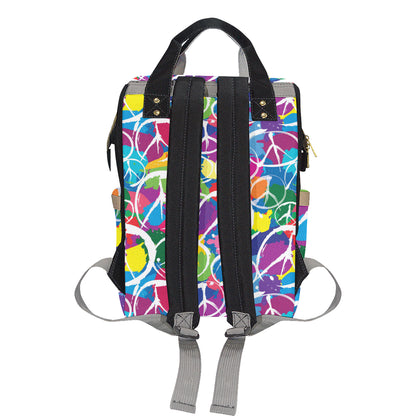 Peace Sign Colorful Pattern Print Design A02 Diaper Bag Backpack