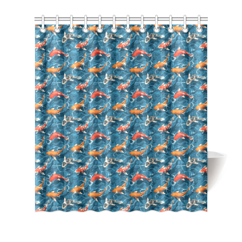 Koi Carp Water Design Themed Print Shower Curtain