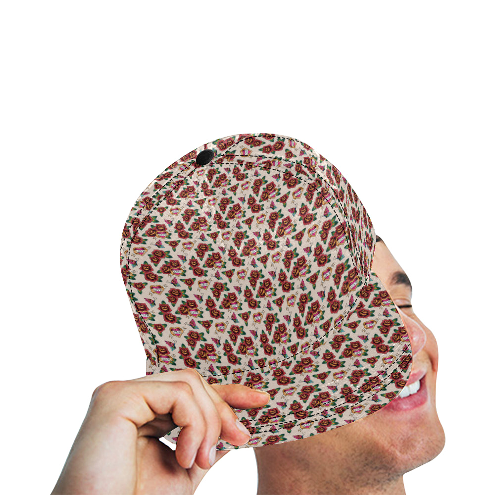 Old School Tattoo Rose Pattern Snapback Cap
