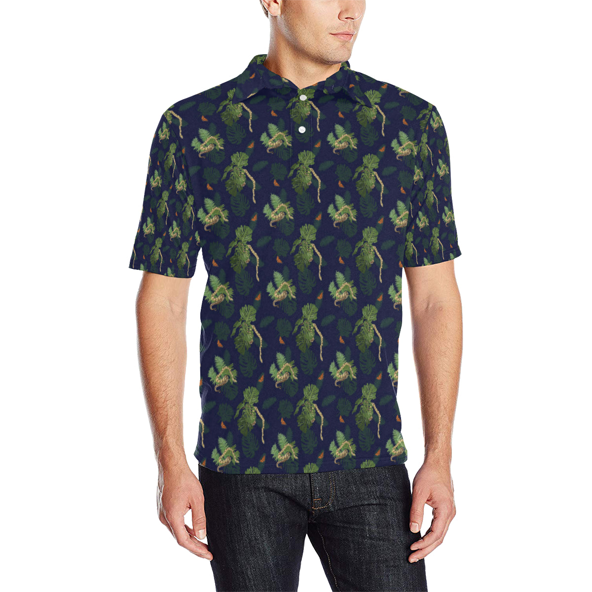 Boa Pattern Print Design 02 Men Polo Shirt
