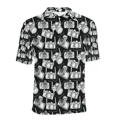 Camera Pattern Print Design 01 Men Polo Shirt