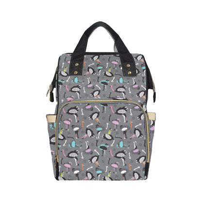 Ostrich Pattern Print Design 01 Diaper Bag Backpack