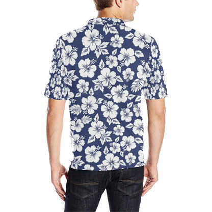 Hibiscus Pattern Print Design HB012 Men Polo Shirt
