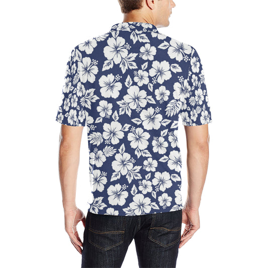 Hibiscus Pattern Print Design HB012 Men Polo Shirt