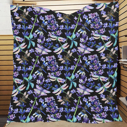 Lavender Dragonfly Pattern Print Design LV03 Premium Quilt