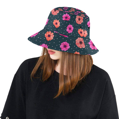Anemone Pattern Print Design AM08 Unisex Bucket Hat