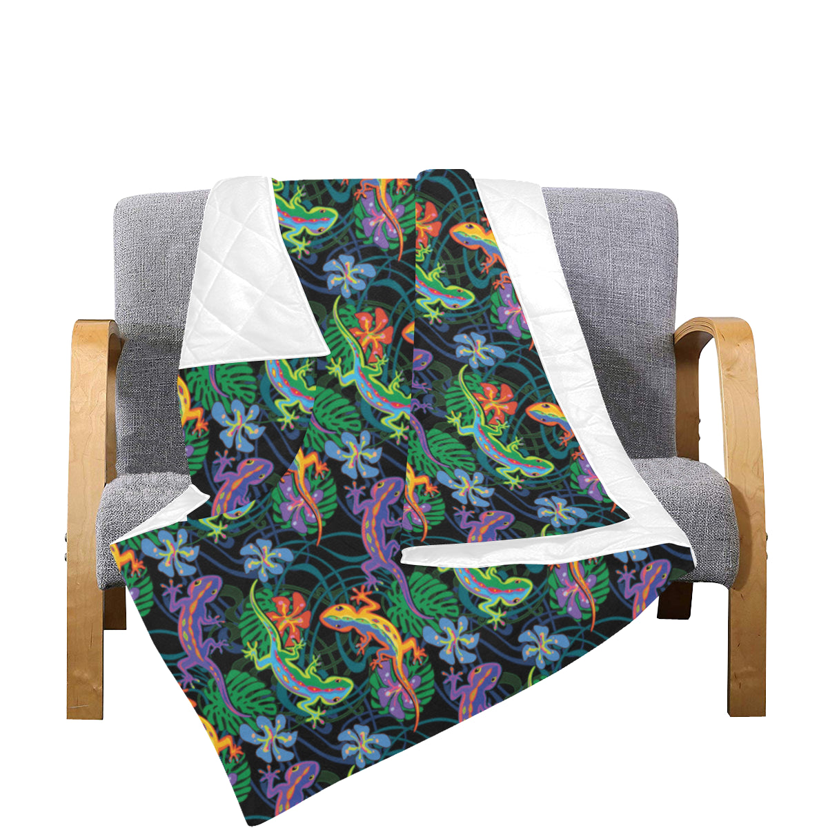 Gecko Colorful Pattern Print Design 01 Premium Quilt