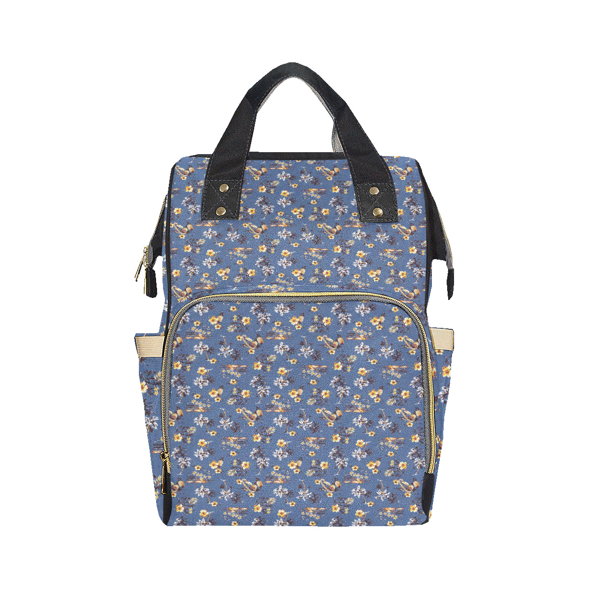 Hawaiian Flower Blue Print Diaper Bag Backpack