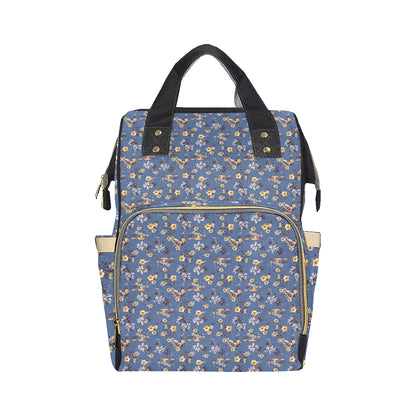 Hawaiian Flower Blue Print Diaper Bag Backpack
