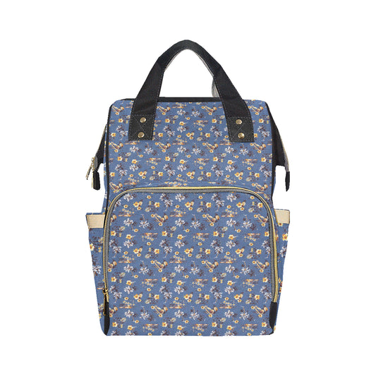 Hawaiian Flower Blue Print Diaper Bag Backpack