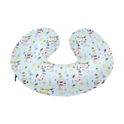 Cow Happy Pattern Print Design 05 U-Shaped Travel Neck Pillow