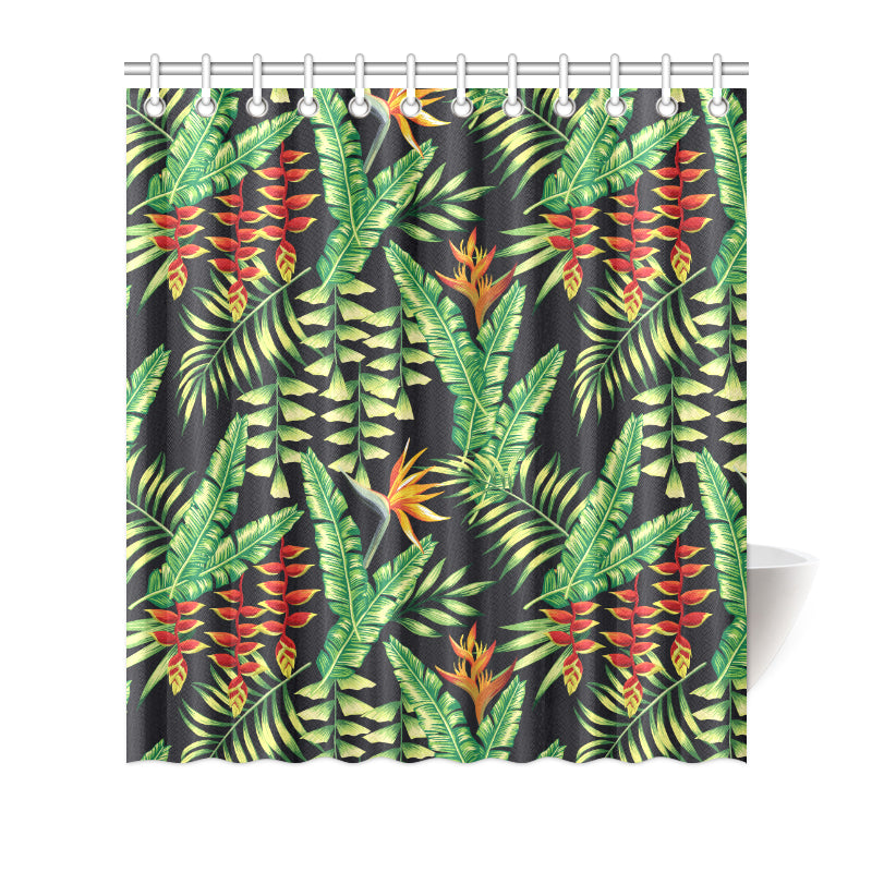 Hawaiian Flower Tropical Palm Leaves Shower Curtain
