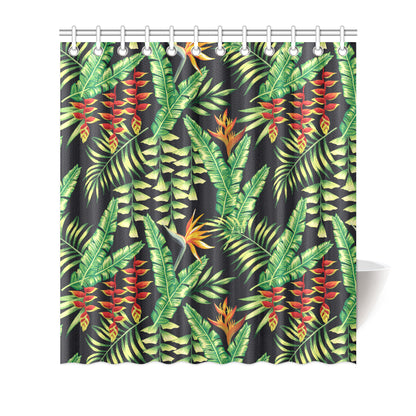 Hawaiian Flower Tropical Palm Leaves Shower Curtain
