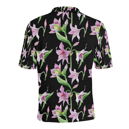 Amaryllis Pattern Print Design AL08 Men Polo Shirt