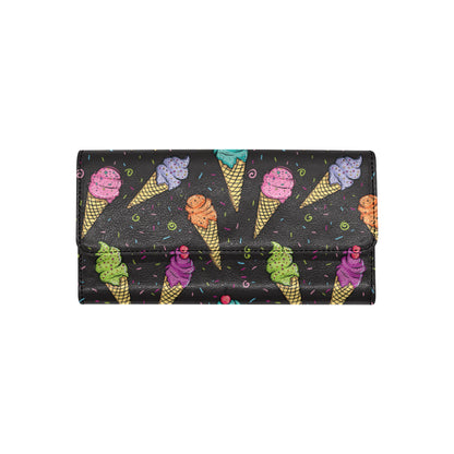 Ice Cream Pattern Print Design IC06 Women's Trifold Wallet