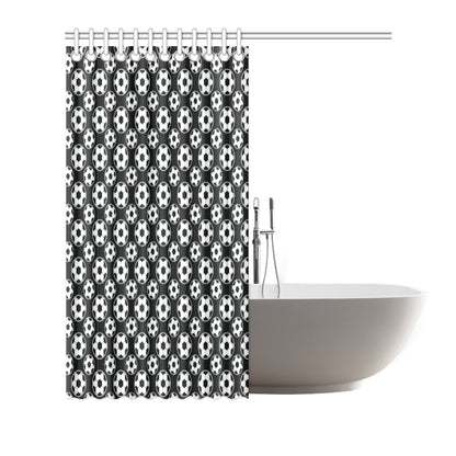 Soccer Ball Black Print Pattern Shower Curtain