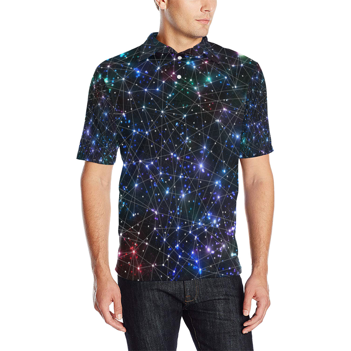 Cosmic Pattern Print Design 01 Men Polo Shirt