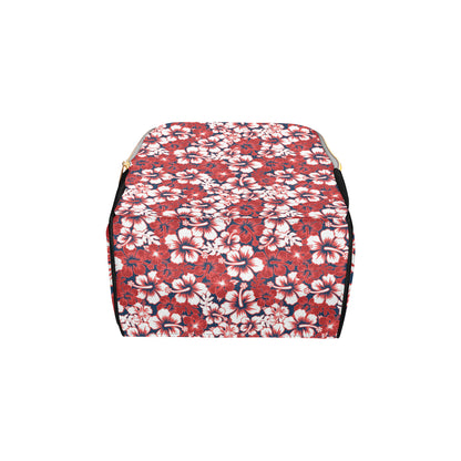 Red Hibiscus Pattern Print Design HB01 Diaper Bag Backpack