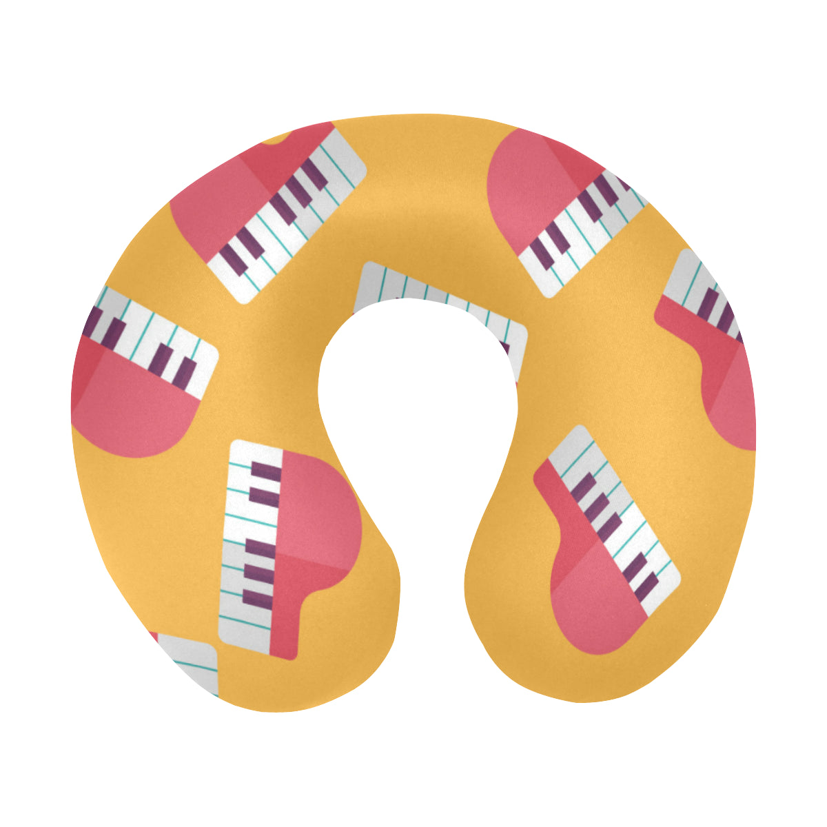 Piano Pattern Print Design 02 U-Shaped Travel Neck Pillow