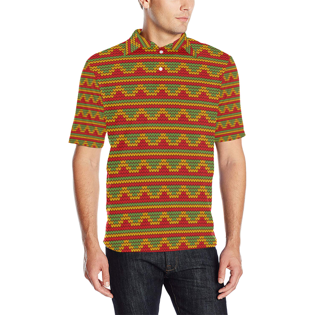 Rasta Reggae Color Print Men Polo Shirt