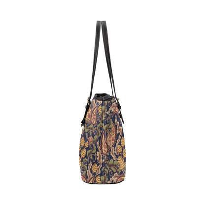 Floral Vintage Classic Print Leather Tote Bag