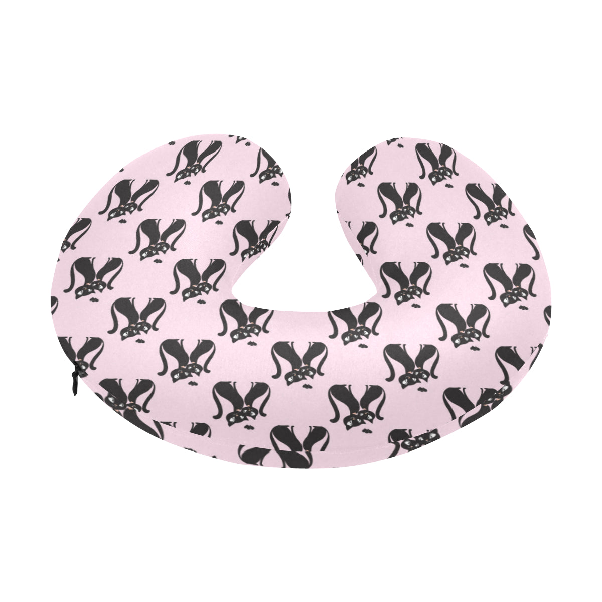 Black Cat Pattern Print Design 01 U-Shaped Travel Neck Pillow