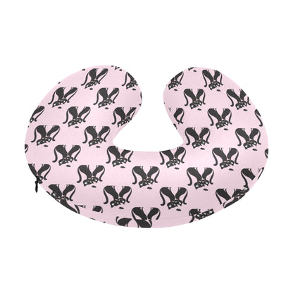 Black Cat Pattern Print Design 01 U-Shaped Travel Neck Pillow