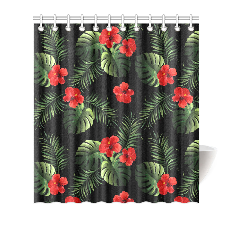 Red Hibiscus Tropical Shower Curtain