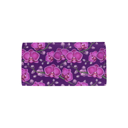 Orchid Purple Pattern Print Design OR02 Women's Trifold Wallet