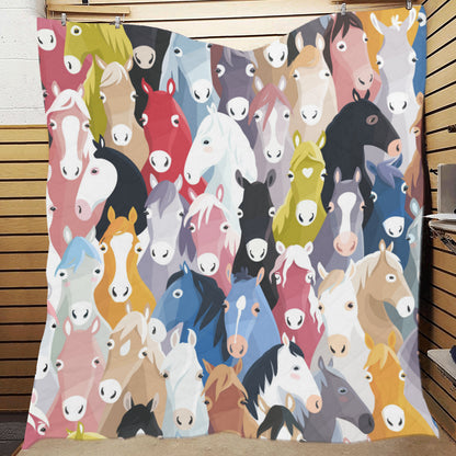 Colorful Horse Pattern Premium Quilt