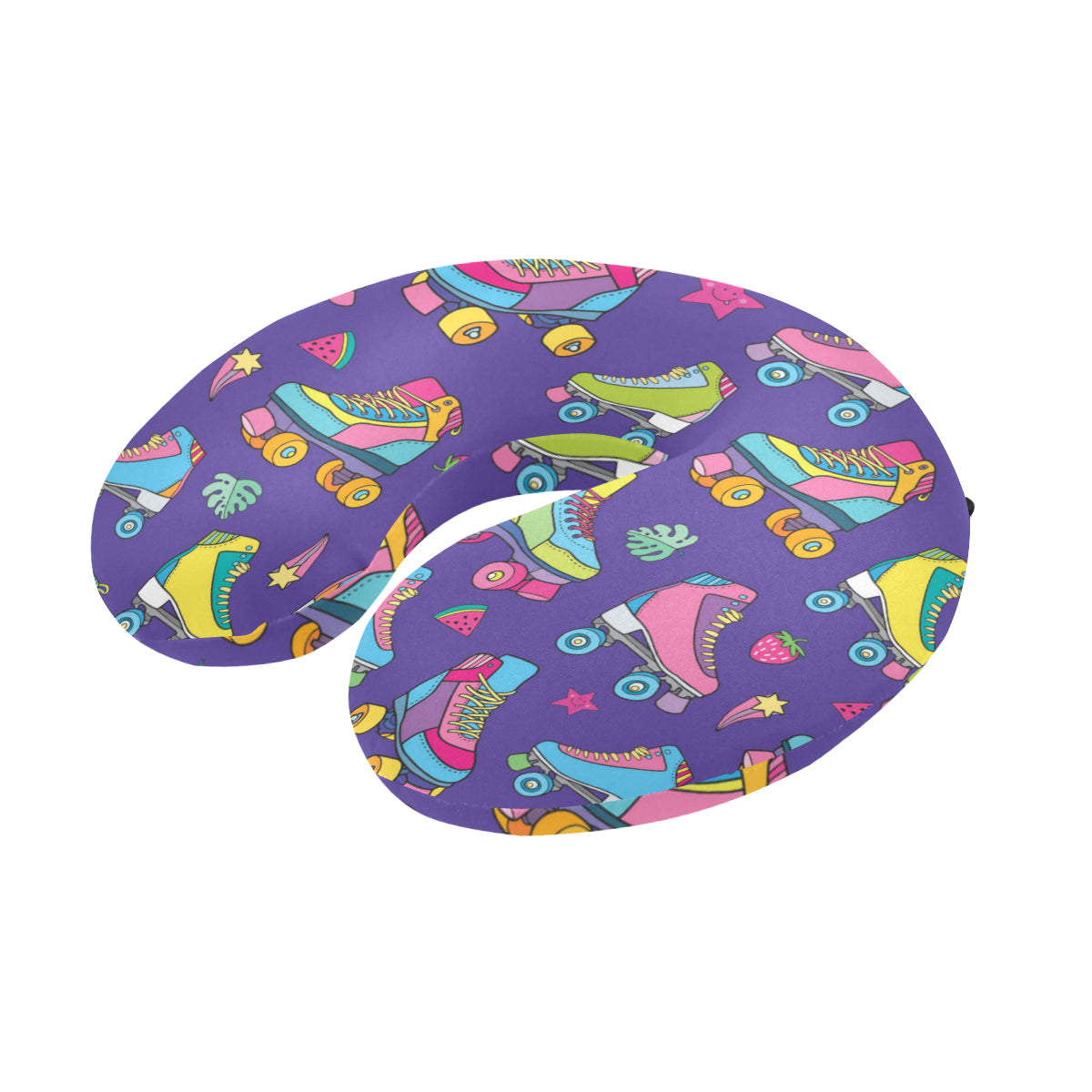 Roller skate Colorful Pattern Print Design A05 U-Shaped Travel Neck Pillow