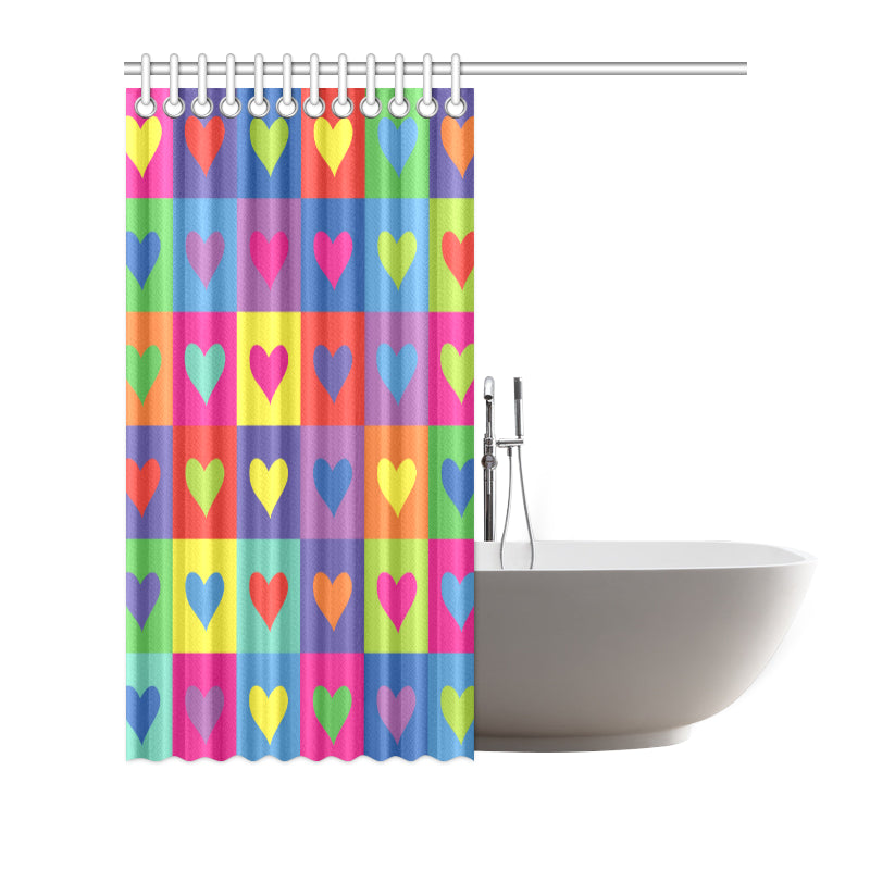 Pop Art Heart Pattern Print Design A01 Shower Curtain