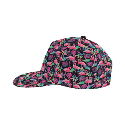 Flamingo Tropical leaves Neon Print Snapback Cap