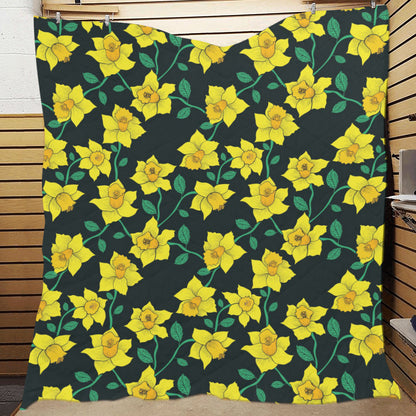 Daffodils Pattern Print Design DF03 Premium Quilt