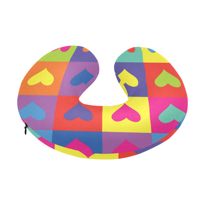 Pop Art Heart Pattern Print Design A01 U-Shaped Travel Neck Pillow